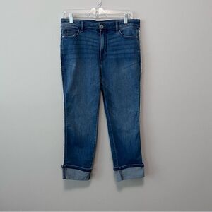 J.Jill Denim High-Rise Cropped Fringed Jeans Size 10